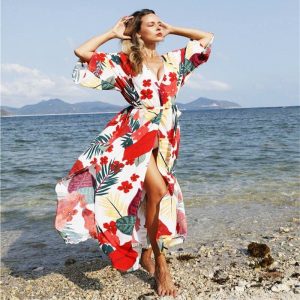 kimono fleuri plage