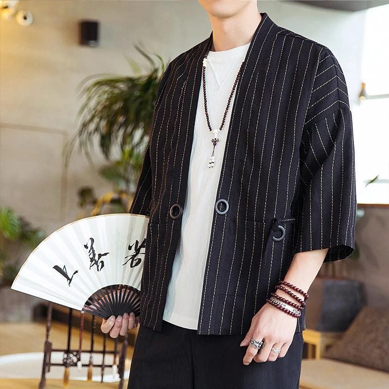 veste kimono homme noir