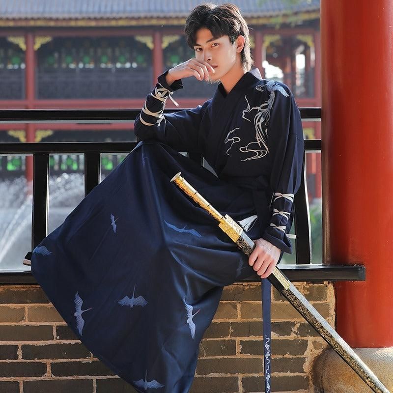 costume bleu inspiré des samourais