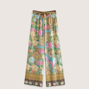 ensemble pantalon kimono paon fleuri