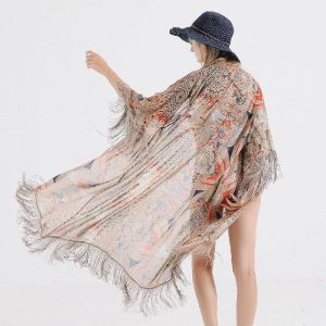 kimono à franges femme