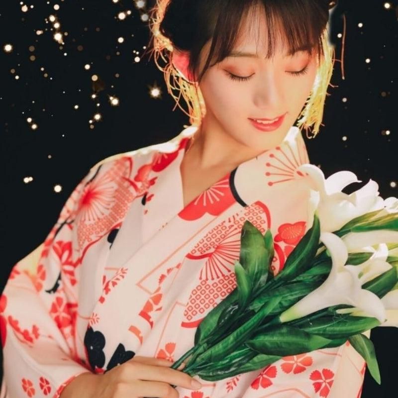 kimono fleuri motifs japonais