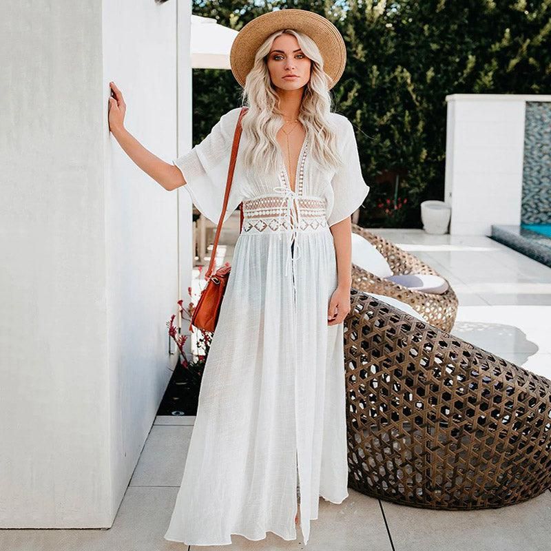 kimono d'été blanc avec manches longues