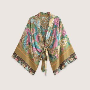 kimono court paon fleuri