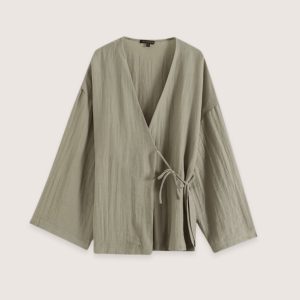 vêtement kimono court vert sauge