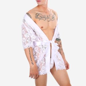 kimono dentelle blanc homme