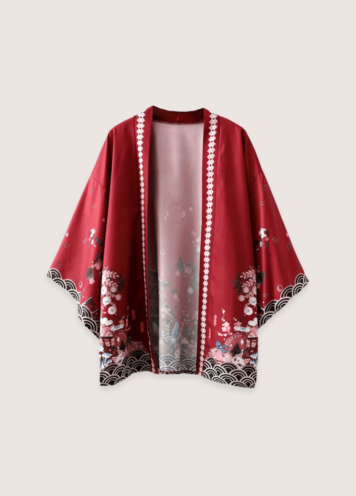 kimono en satin rouge mystique