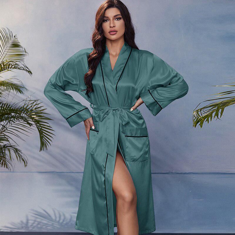 kimono en satin vert