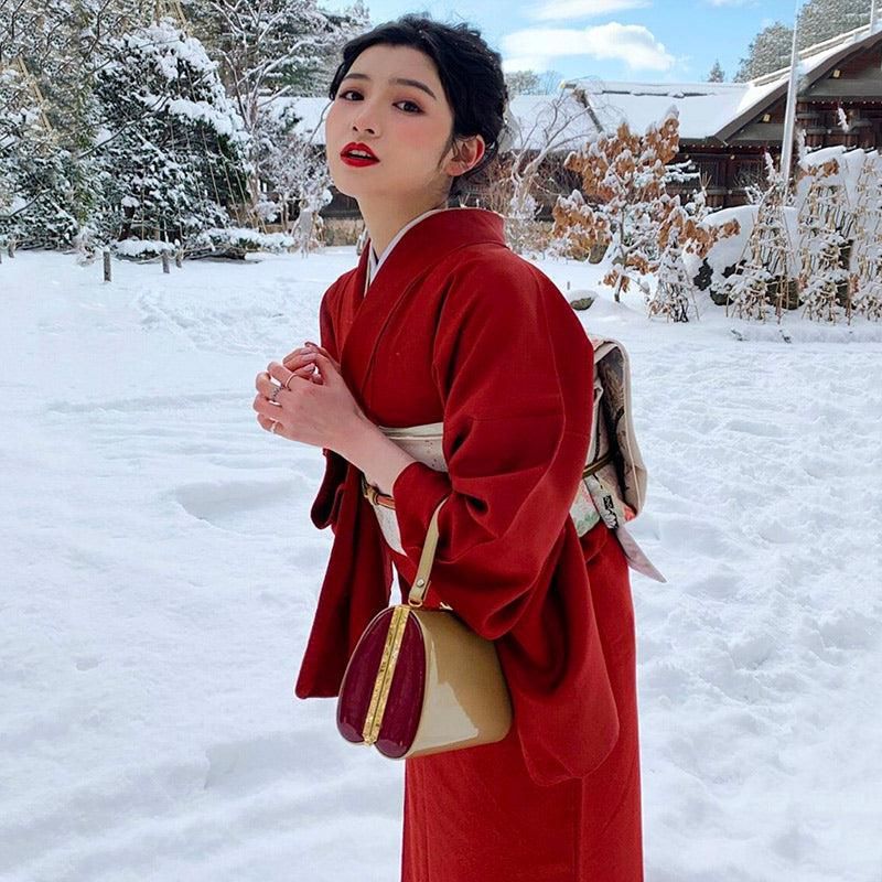 kimono en soie rouge
