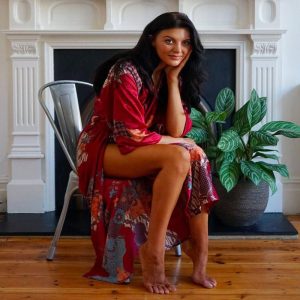 kimono en soie rouge