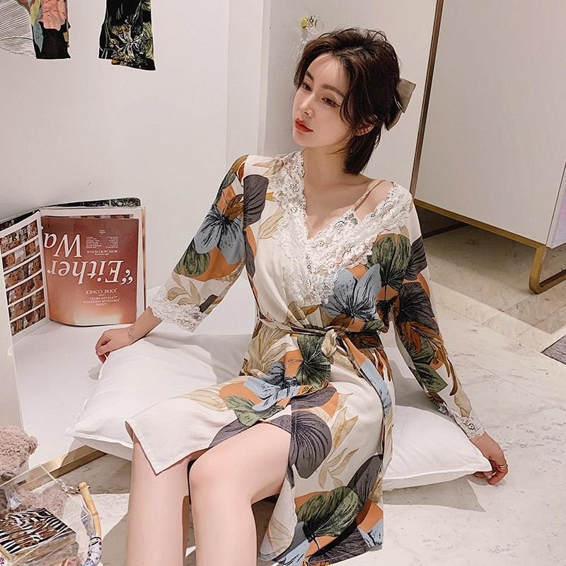 kimono fleuri japonais pour femme