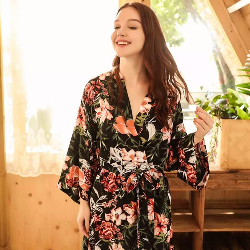 kimono fleuri pour femme