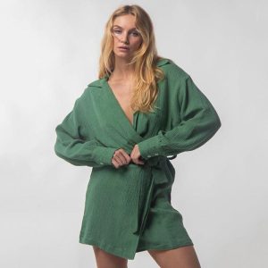 kimono en coton vert