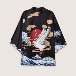 vêtement traditionnel kimono grue dansante