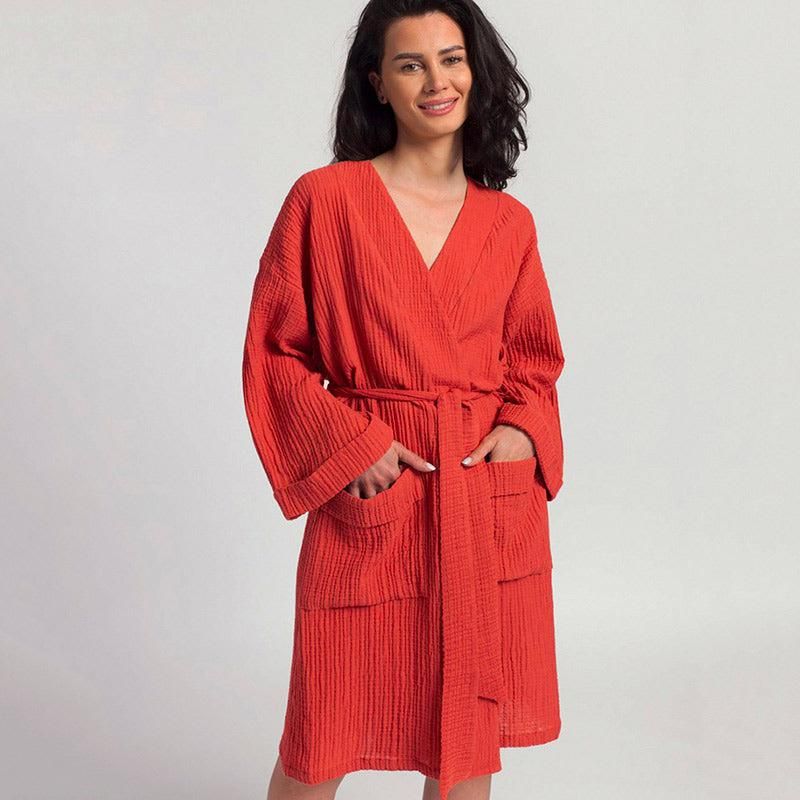robe kimono en coton rouge