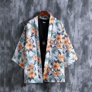 kimono homme à fleur
