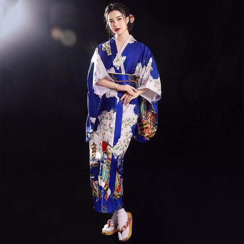 kimono japonais élégant bleu