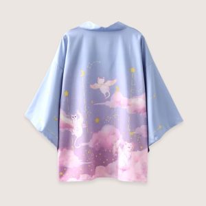 kimono japonais chat rêveur