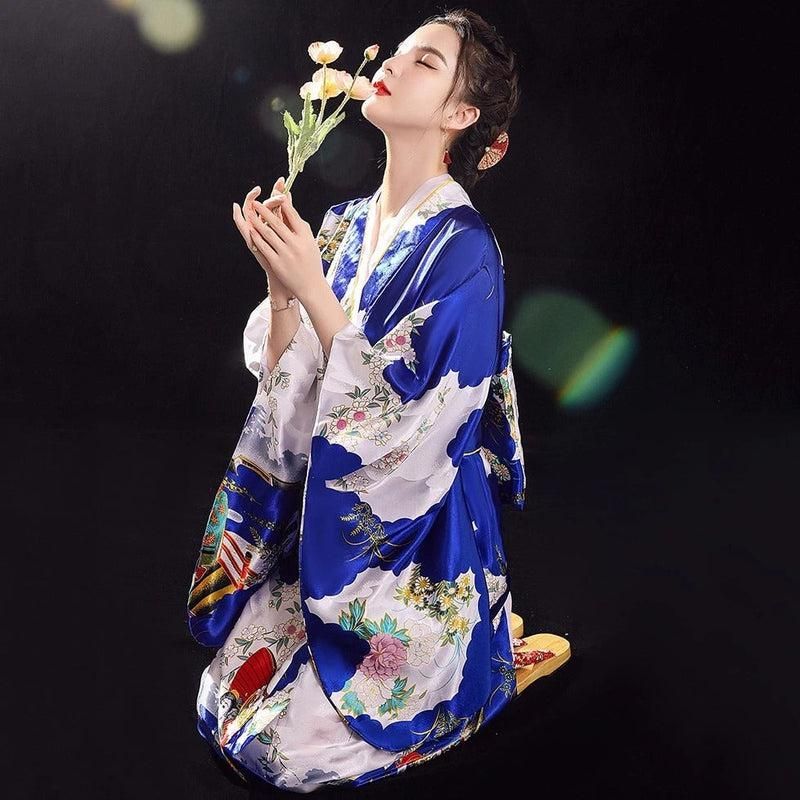vêtement traditionnel kimono bleu