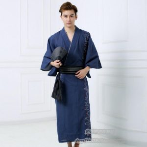 kimono en coton bleu pour homme