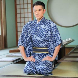 kimono traditionnel japonais homme manches longues