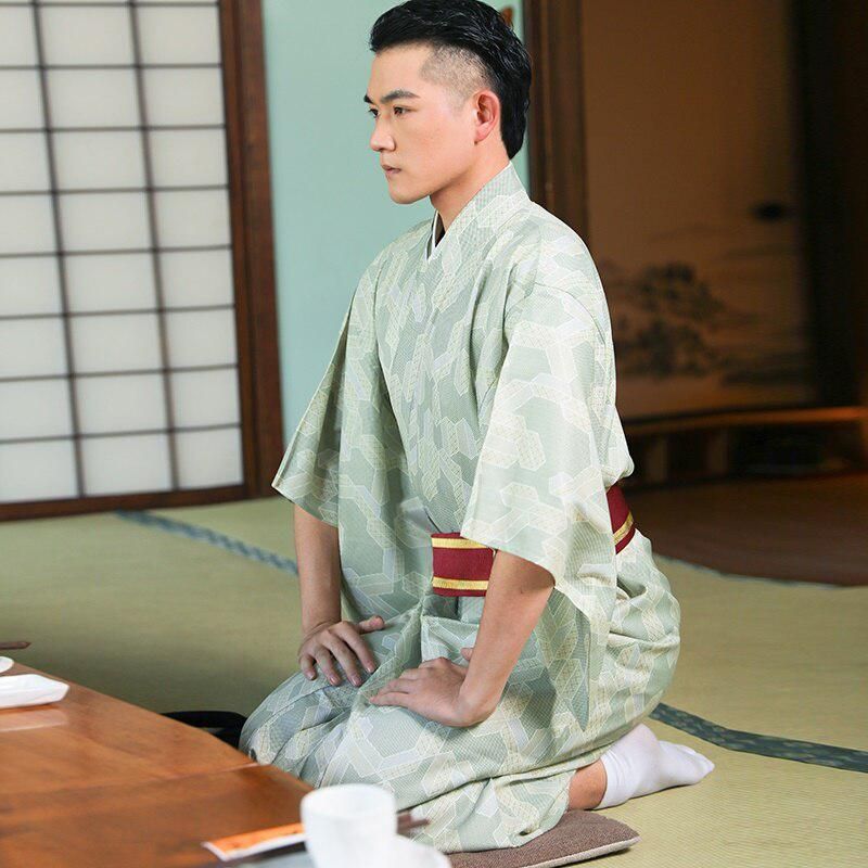 kimono japonais homme vert