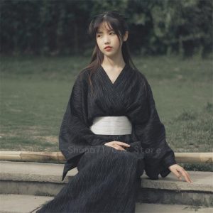kimono japonais noir femme