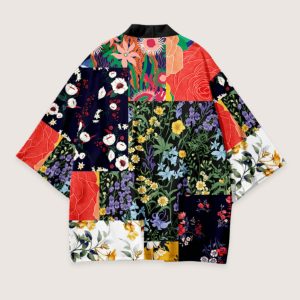 kimono japonais patchwork floral