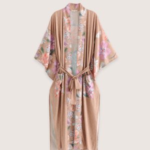 kimono bohème beige rosé