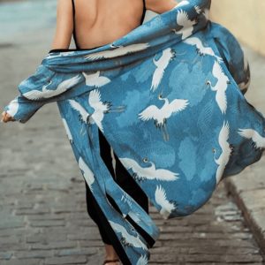 kimono long grue céleste