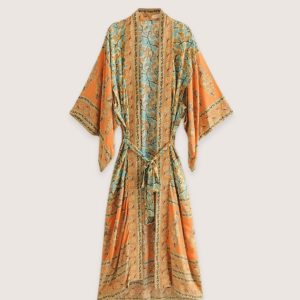 kimono long orange Daisy Bohème