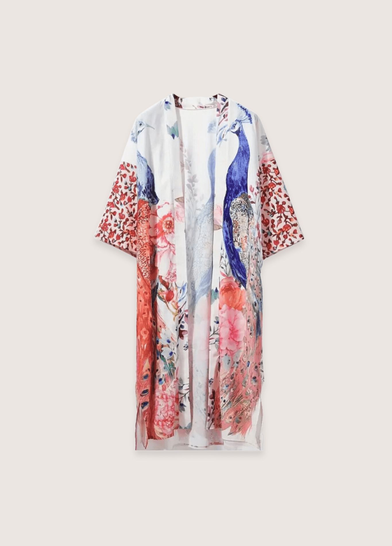 kimono long en soie Kujaku