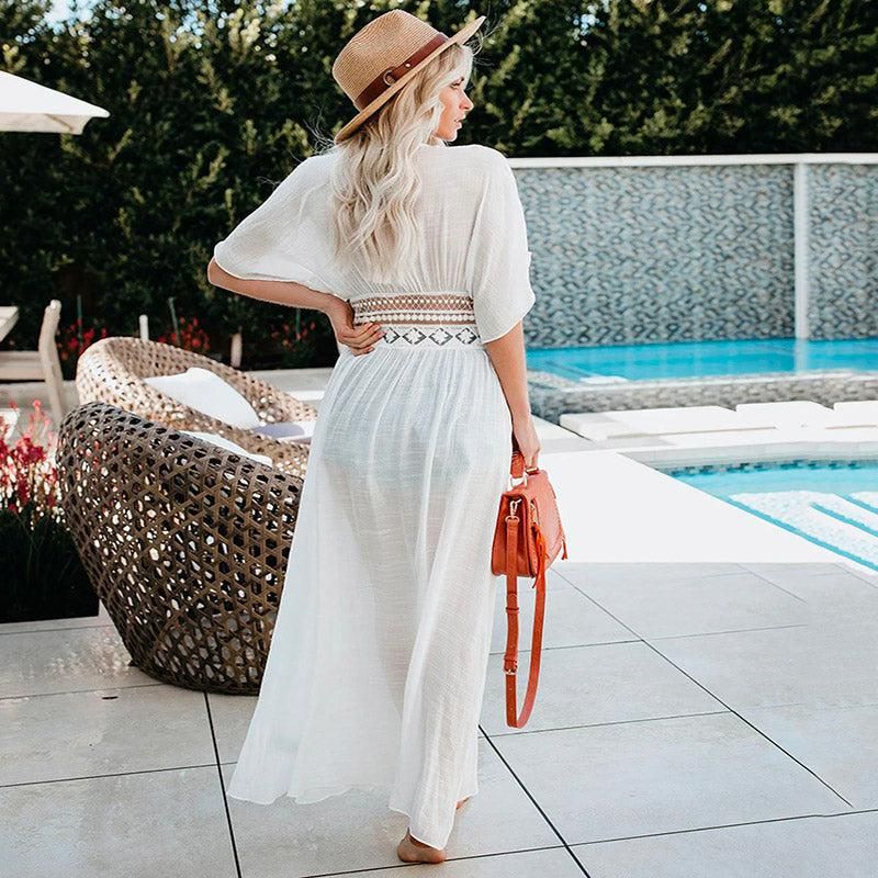kimono de mode blanc à manches longues