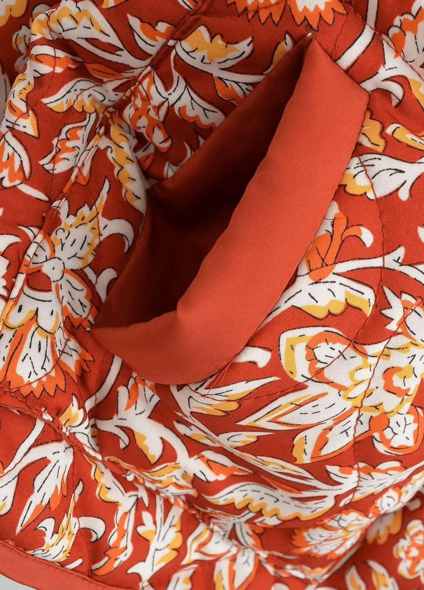 kimono matelassé avec design floral terracotta