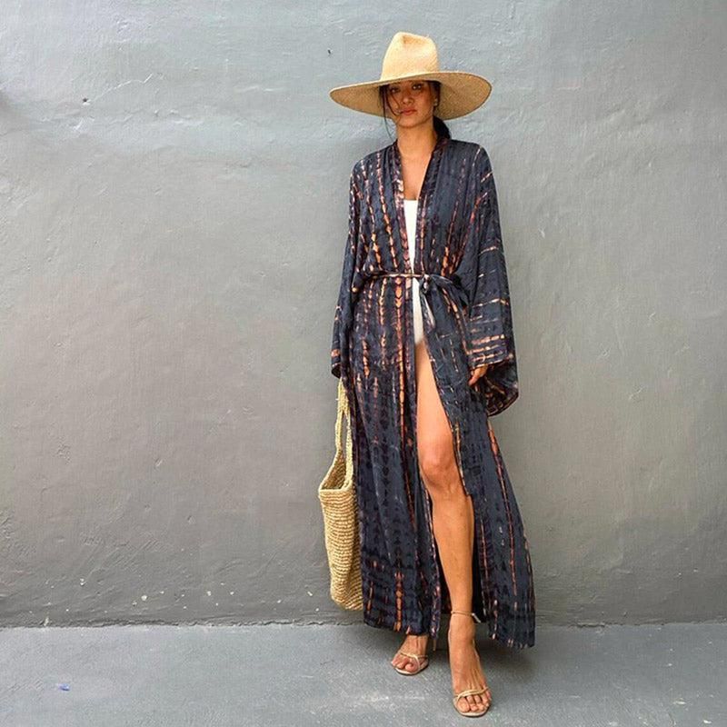 kimono noir élégant pour femme