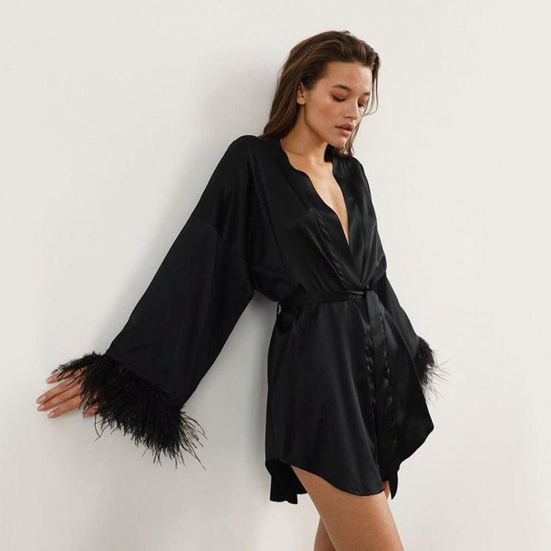kimono noir mi long