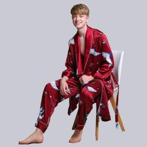 kimono peignoir japonais rouge