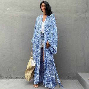 kimono plage bleu