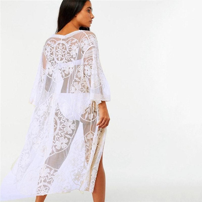 kimono blanc pour la plage
