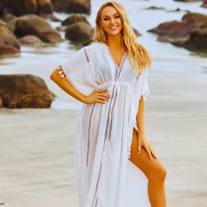 kimono plage femme blanc