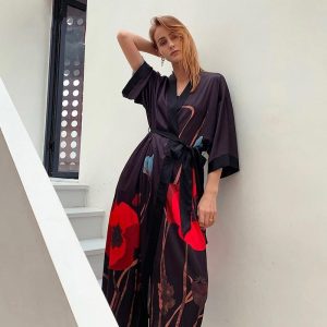 kimono pyjama long à manche courte