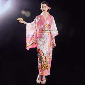 kimono rose en soie