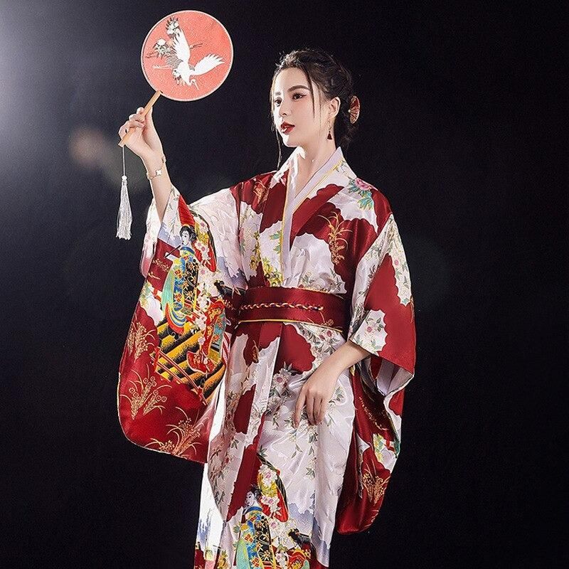 kimono rouge pour femme