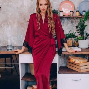 kimono rouge satin