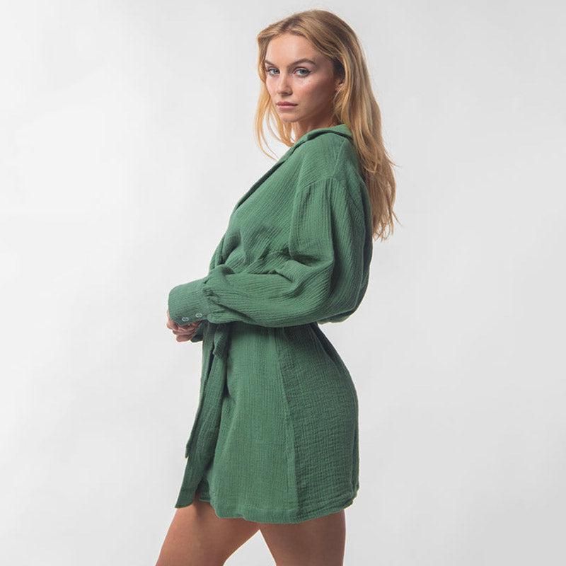 kimono gaze de coton vert