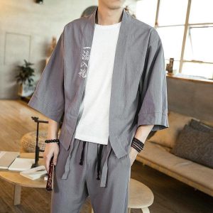 kimono veste homme gris