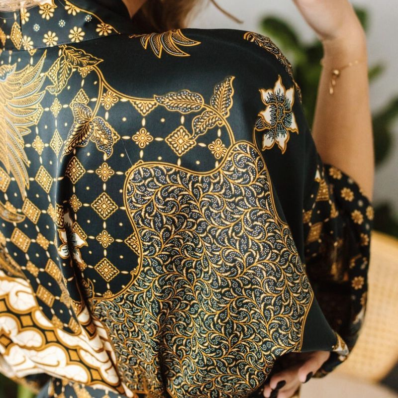kimono vintage en soie coloré