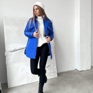 manteau élégant femme hiver bleu marine