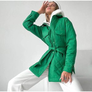 manteau court femme vert