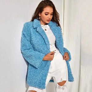 manteau femme hiver bleu ciel